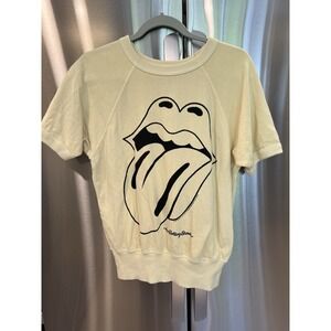 Rolling Stones People of Leisure Sweatshirt Women's Medium Tan Short Sleeve